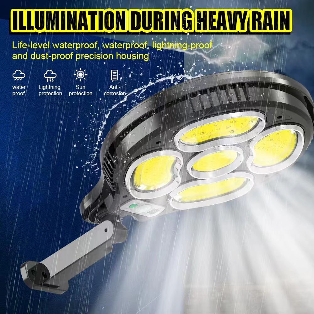 New 196LED solar lamp, integrated human body sensor outdoor wall lamp, three-function new rural courtyard lamp details Picture