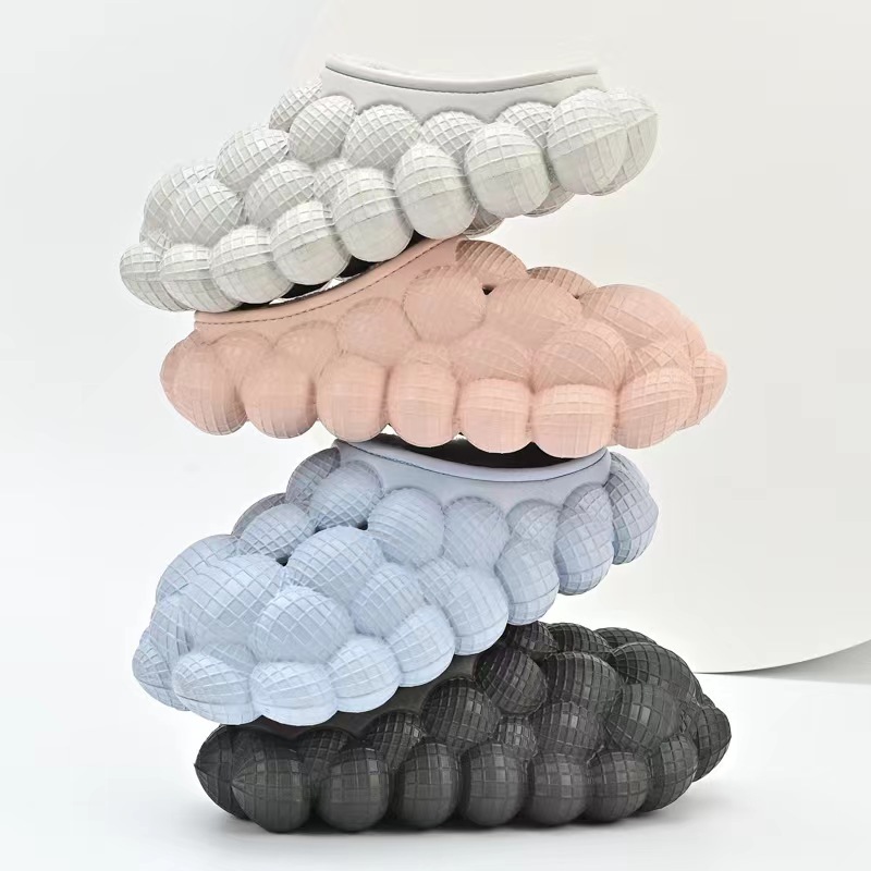 亚马逊跨境棉拖鞋厚底家用踩屎感秋冬季室内加厚保暖荔枝泡泡棉鞋