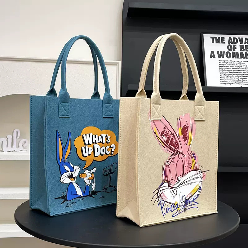 Student Tote Bag Cartoon Felt Tote Bag With Large Capacity Shopping Hand Cartoon Color Printed Felt Tote Bag Specification drawing