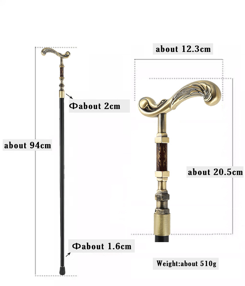 Medieval Creative High-End Gentleman Cane Old Man Non-Slip Cane Civilized Stick Wand Secret Room Script Kill Prop Woman details Picture