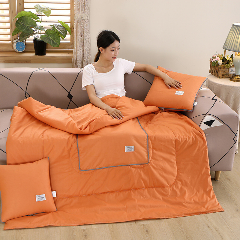 13372 All-cotton patchwork embroidery multi-functional throw pillow quilt, pure cotton two-in-one office nap summer quilt details Picture