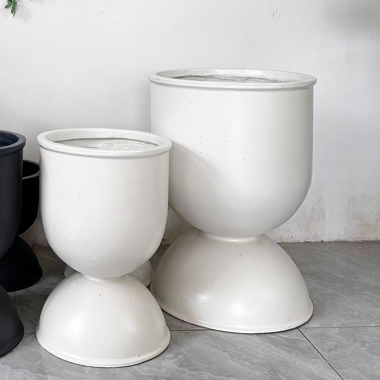 Nordic Style Round Cement Flowerpot Decoration Arrangement Planting details Picture
