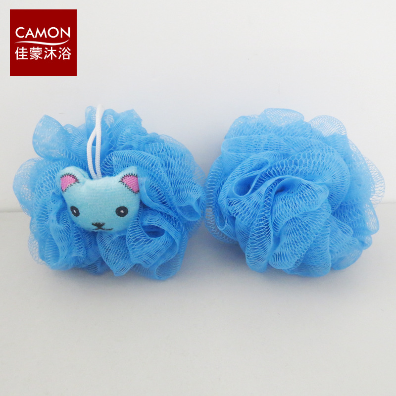 Wholesale of cartoon embroidered animal head bath balls, children's linen bath wipes, baby sponges, bath scrubs and bath wipes Item Picture