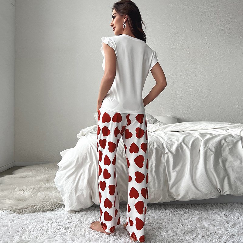 The 2024 new cross-border European and American T-shirt, long pants, casual and comfortable women's pajamas and home wear set can be worn outside Application Scenario