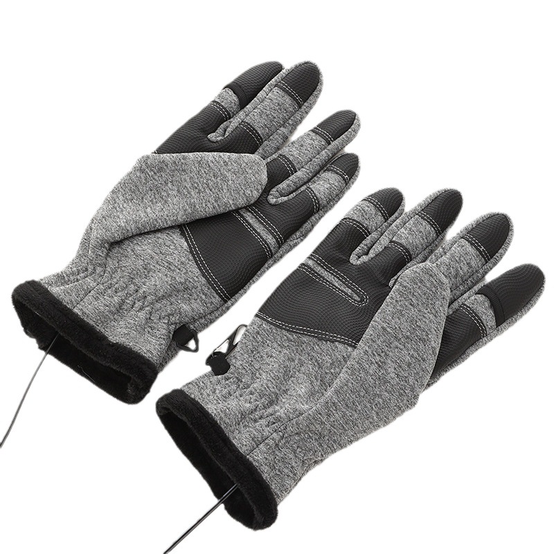 跨境冬季加热手套 可触屏充电五指发热手套 运动滑雪电热保暖手套详情图5