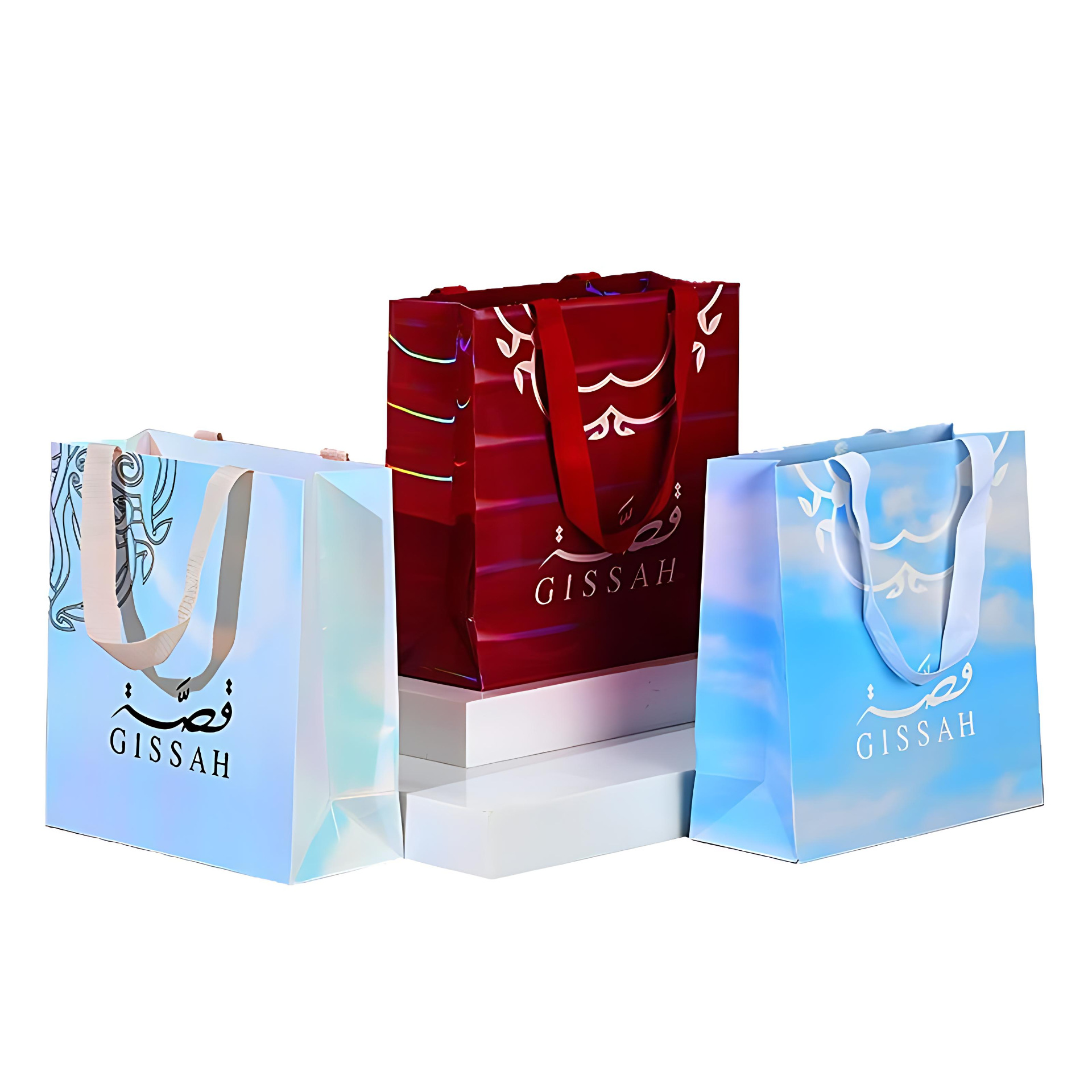 Customized high-end gift bags, clothing store packaging bags, color printing processing, white card paper ribbon handbags Item Picture