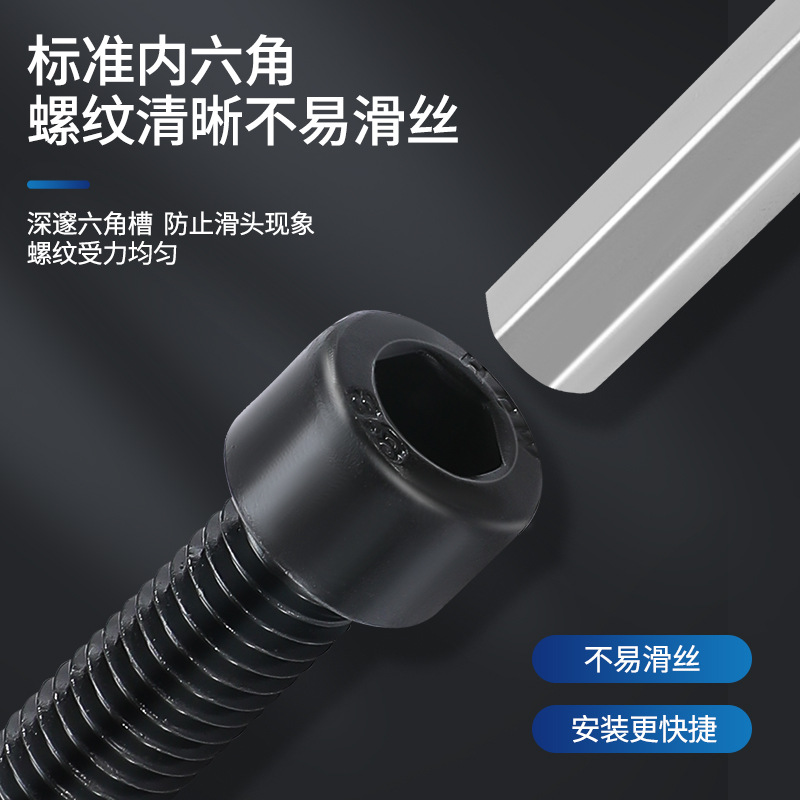 Wholesale of M3-M10 hex socket screws of grade 8.8 GB70.1 cylindrical head bolts, high-strength hex socket screws details Picture