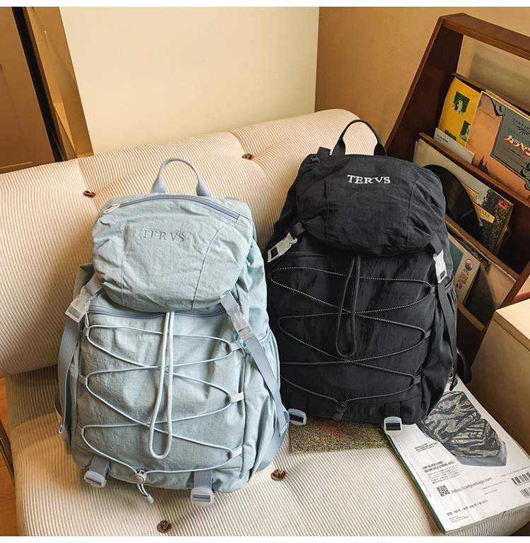 跨境双肩包男轻便登山包抽绳大容量户外旅行双肩包女大学生书包女详情29