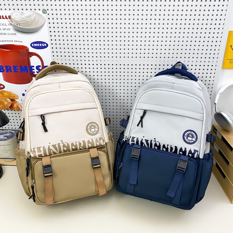 New Korean-style fashionable and casual backpack for boys, junior high school student schoolbag, large-capacity lightweight student backpack for girls