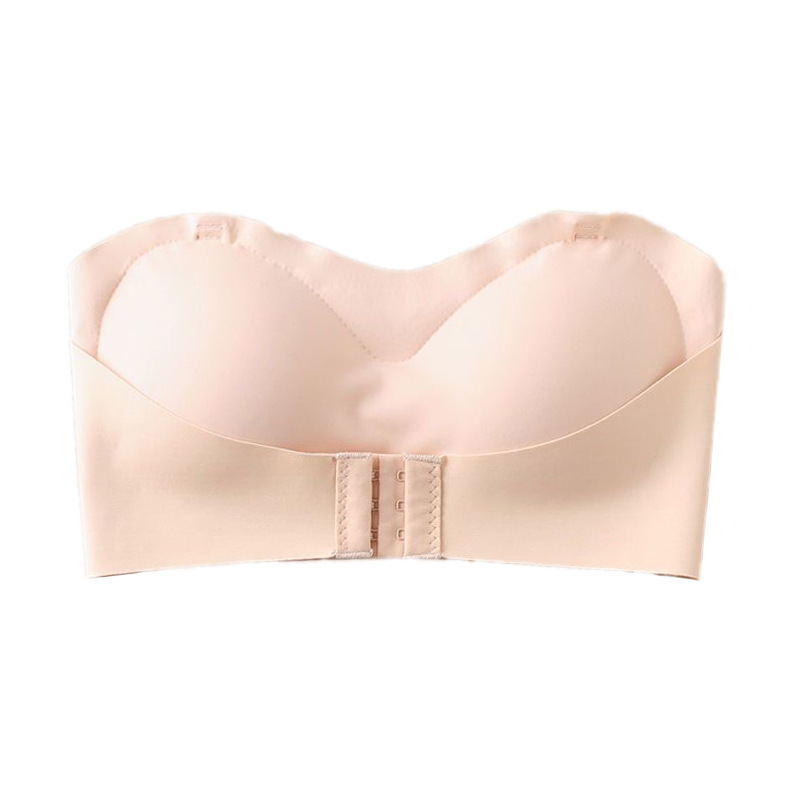 Summer ice silk strapless and seamless lingerie for women, small breasts gathered together, anti-slip and non-removable, breast retraction, invisible bra cover, and strapless Item Picture