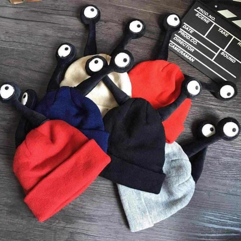 Korean autumn and winter two-antennae-shaped baby woolen knitted caps, fashionable insect caps for boys, girls and children, keep warm Specification image