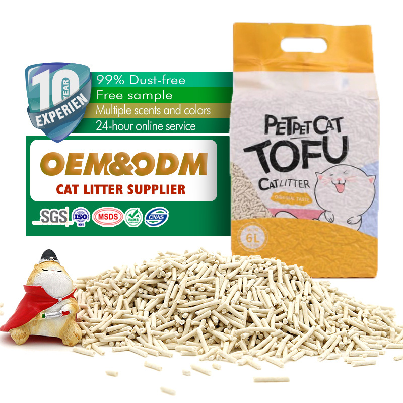 Arena de gato tofu desodorizado 6L arena de gato absorbente fuerte masa de sabor múltiple planta pura arena de gato tofu suministros para mascotas Application Scenario