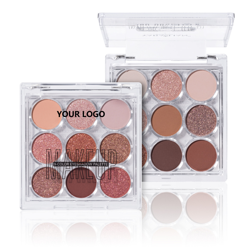 Yabolian Nine Palace Eyeshadow Ice Crystal Tray Matte Pearlescent Glitter Nine Color Eyeshadow Tray Earth Color Makeup Tray Item Picture