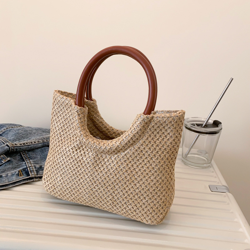 Large capacity portable straw braided bag female 2023 new trend fashion leisure spring commuting bag single shoulder braided large bag thumbnail