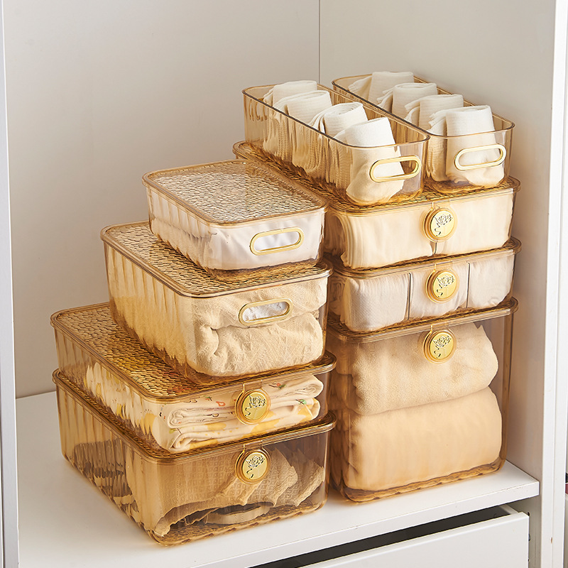 PET high appearance level transparent storage box for bathroom, living room and bedroom, home creative light luxury cosmetics storage Application Scenario