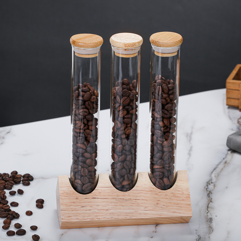 Glass storage jar, coffee bean sealed jar display stand details Picture