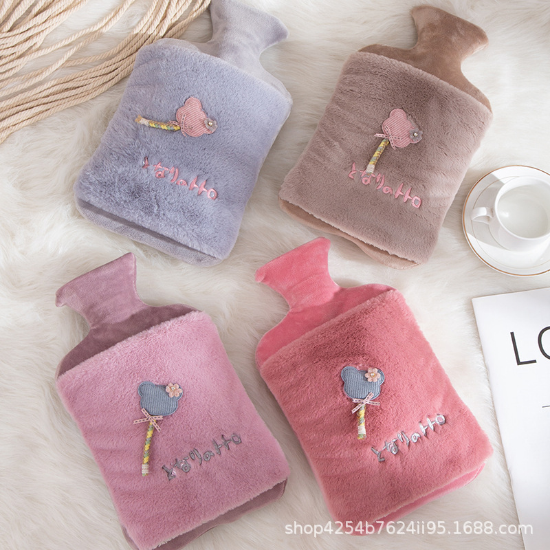 加厚防爆暖水袋卡通可爱毛绒橡胶热水袋注水学生