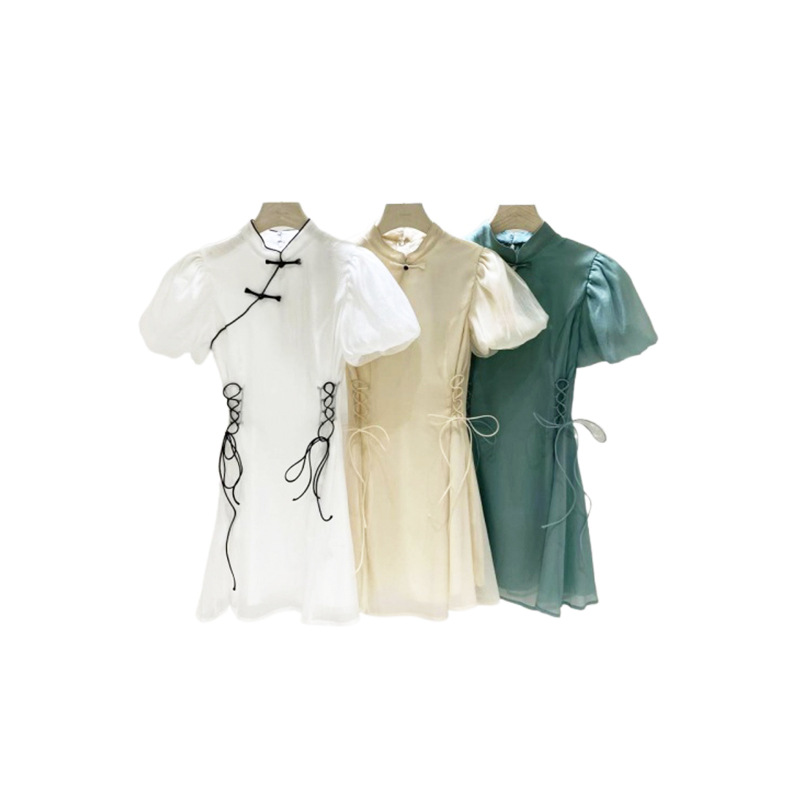 The 2022 new style of Thirteen Factories women's clothing, a new Chinese-style cheongsam dress with a summer design sense and improved temperament Item Picture