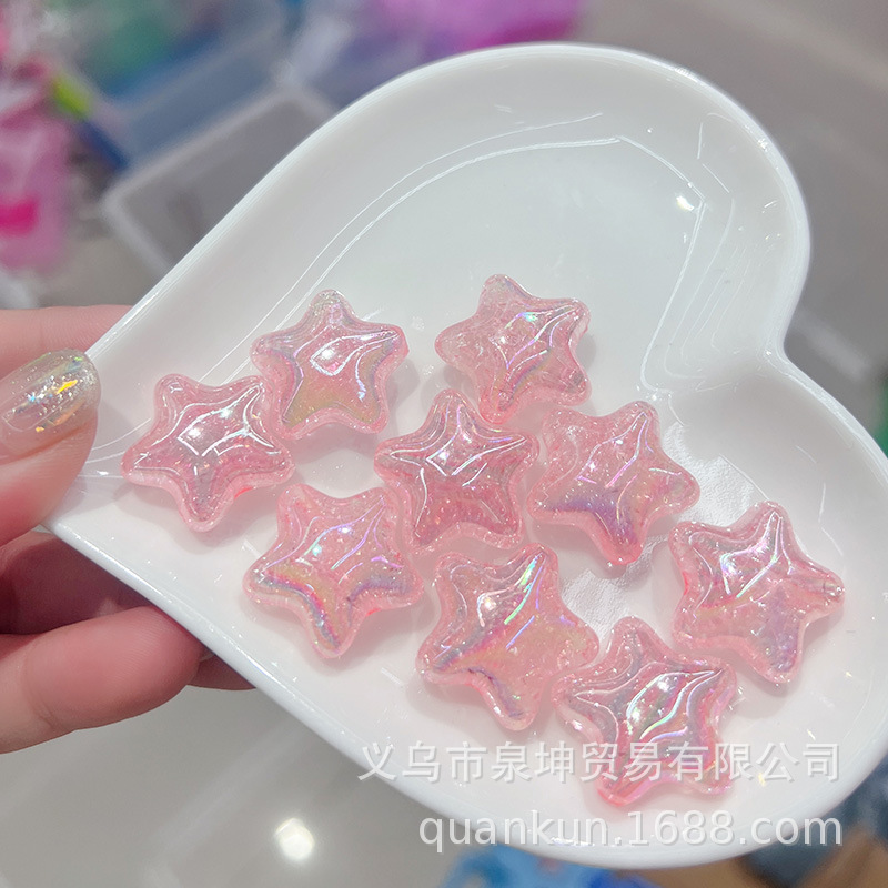 Factory direct sales of acrylic star straight hole bead hair lanyard, mobile phone lanyard, cream resin, children's diy jewelry accessories details Picture