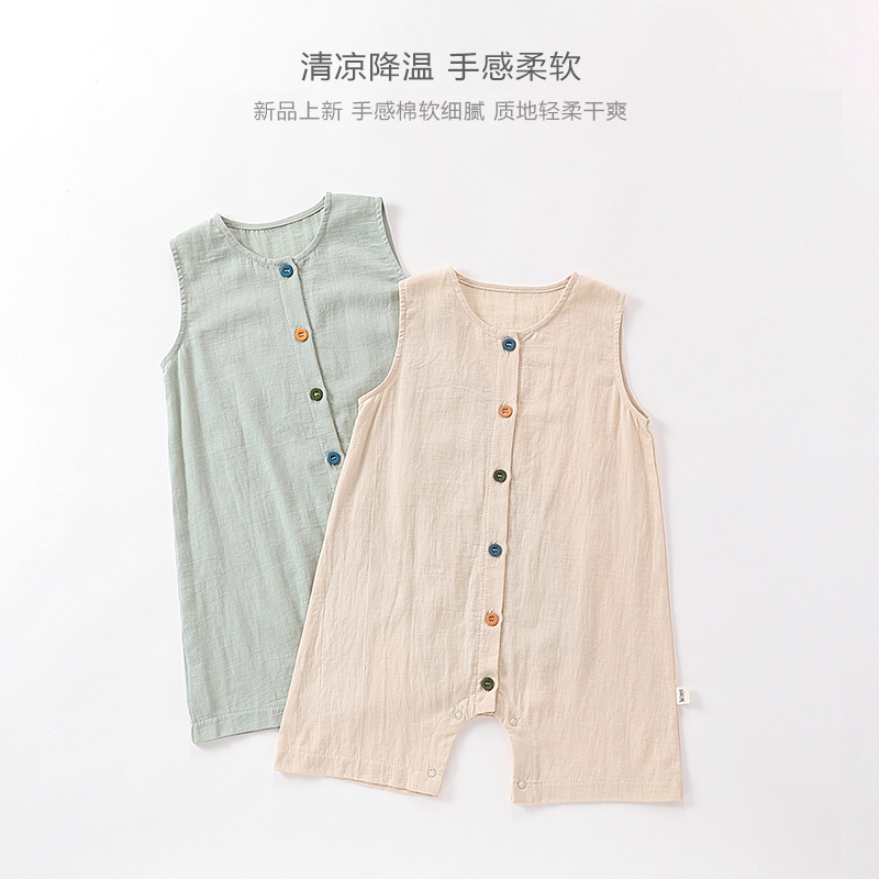 Baby sleeveless one-piece suit, Class a summer thin baby clothes, breathable pure cotton rocking clothes for boys and girls details Picture