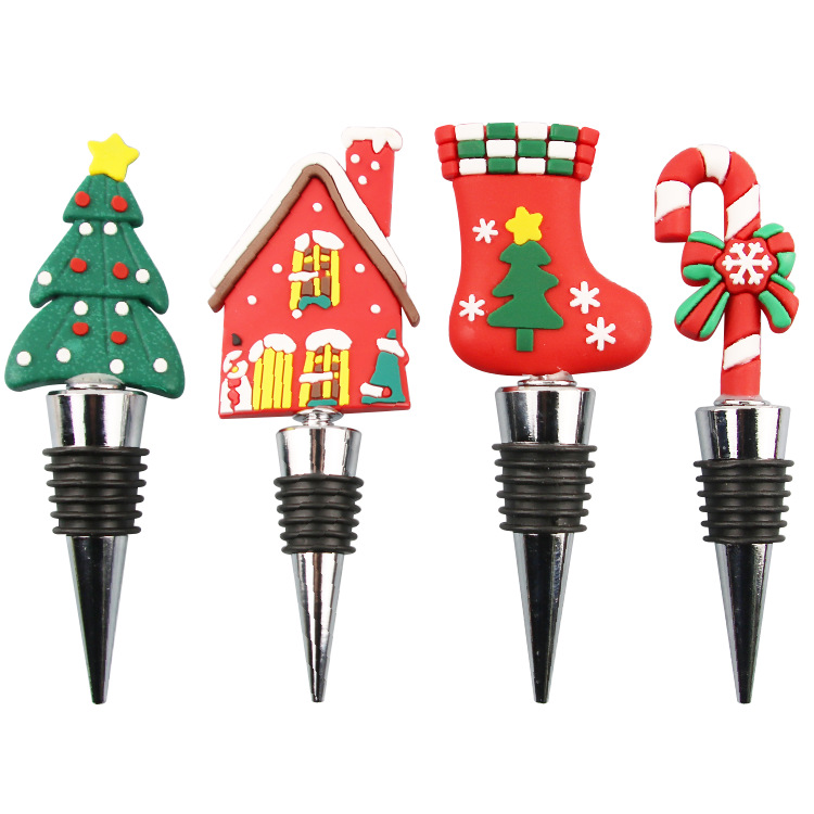 In-stock Christmas wine stoppers, Santa Claus wine stoppers, PVC high-end material wine bottle stoppers, champagne stoppers Item Picture