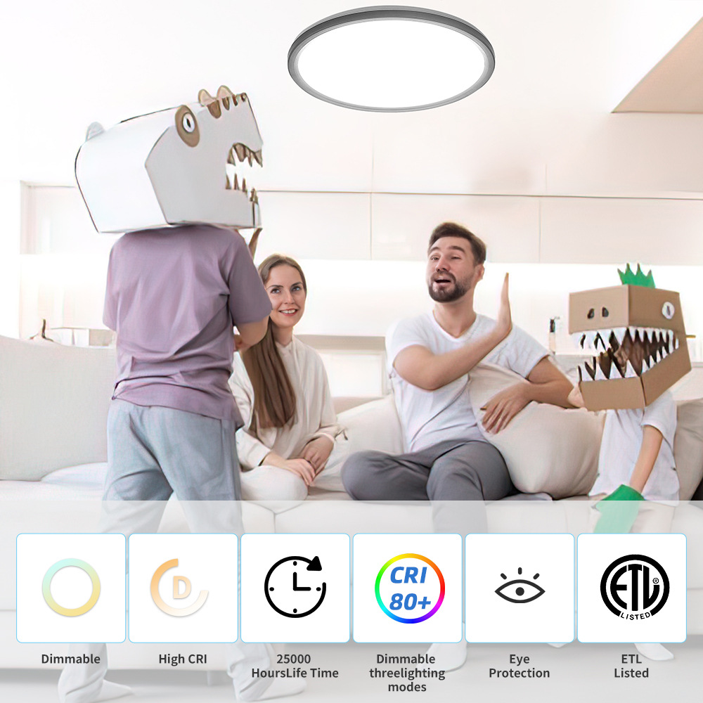 Amazon cross-border ultra-thin led ceiling light TRAIC dimming dip switch color adjustment CCT living room and bedroom lighting fixtures Application Scenario
