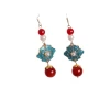 New Chinese-style national trend retro jewelry enamel niche 925 ear needle magnolia flower imitation Hetian jade ancient-style earrings Item Picture