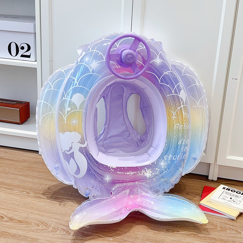 24 New Beauty Fishtail Swimming Ring Children's Steering Wheel Seat Thickened Children's Baby Inflatable Pants Pocket Wholesale details Picture