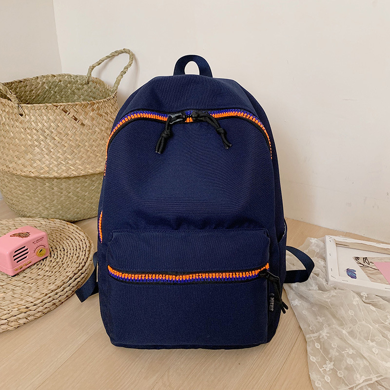 双肩包女新款潮流书包中学大学生休闲旅行中性引闪纯色牛津布背包详情16