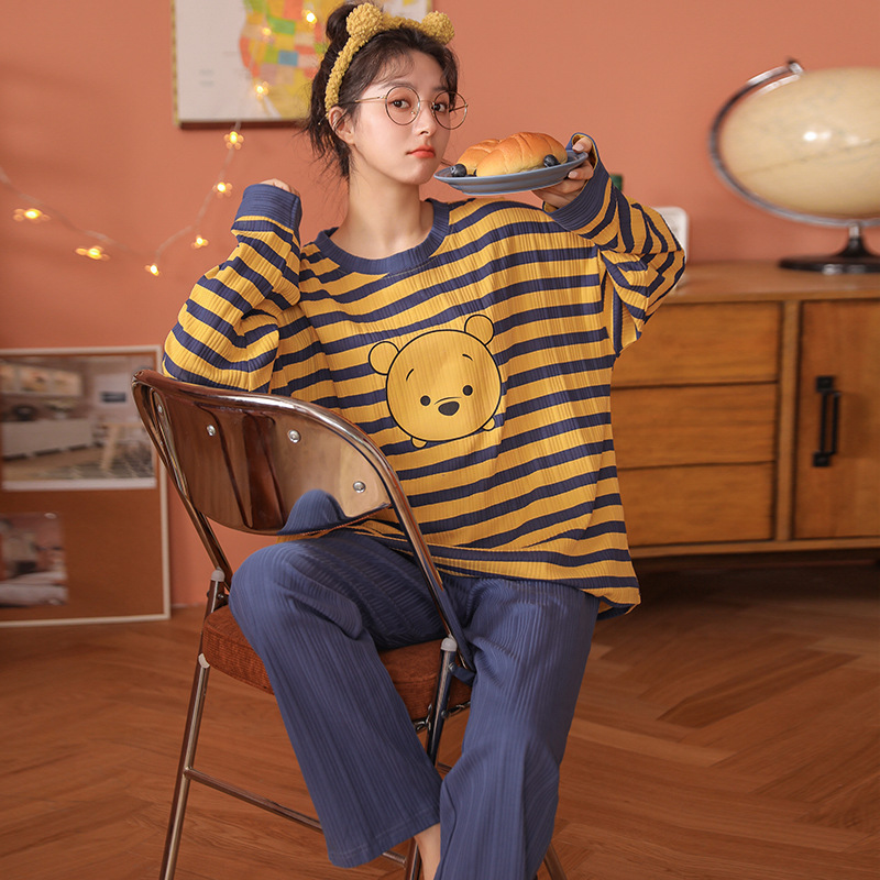 New autumn and winter 2022 pajamas for women, long-sleeved shirts, long pants, pullover, thin spring and autumn student home wear sets for women details Picture
