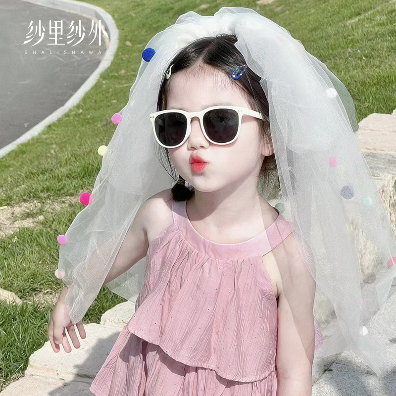 Children's Dopamine Veil Girl Colored Ball Ball Princess Photo Prop Bride Wedding Tiara Little Girl Baby Specification drawing