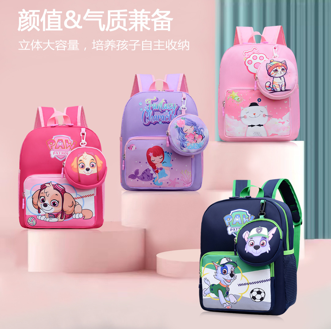 2024 New foreign trade Paw Patrol backpack Cartoon Print Boys' and Girls' burden Reduction Large class backpack for first grade schoolbags