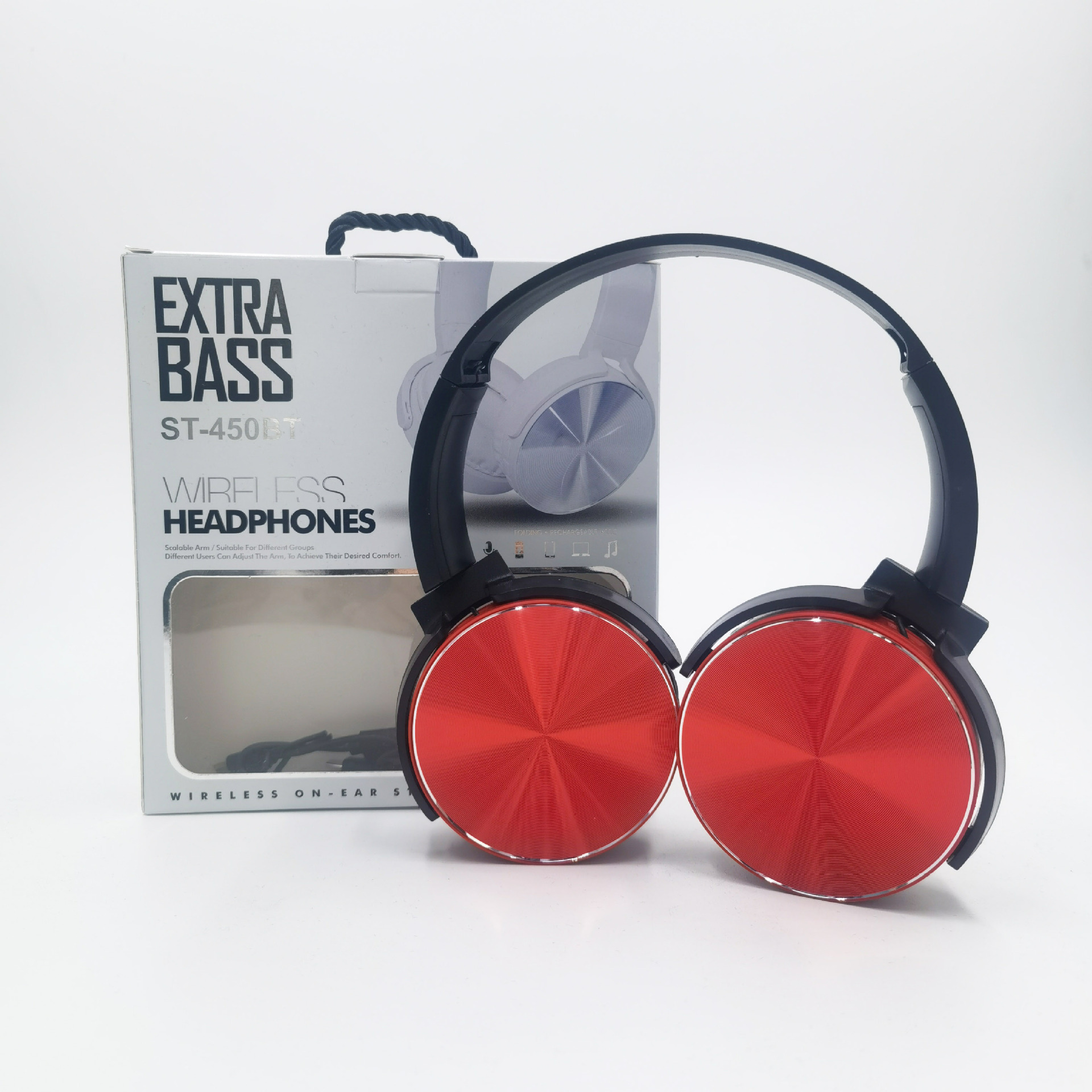 The over-ear wireless Bluetooth headphones ST450BT can be inserted with a card and support custom logos and packaging. OEM/ODM details Picture