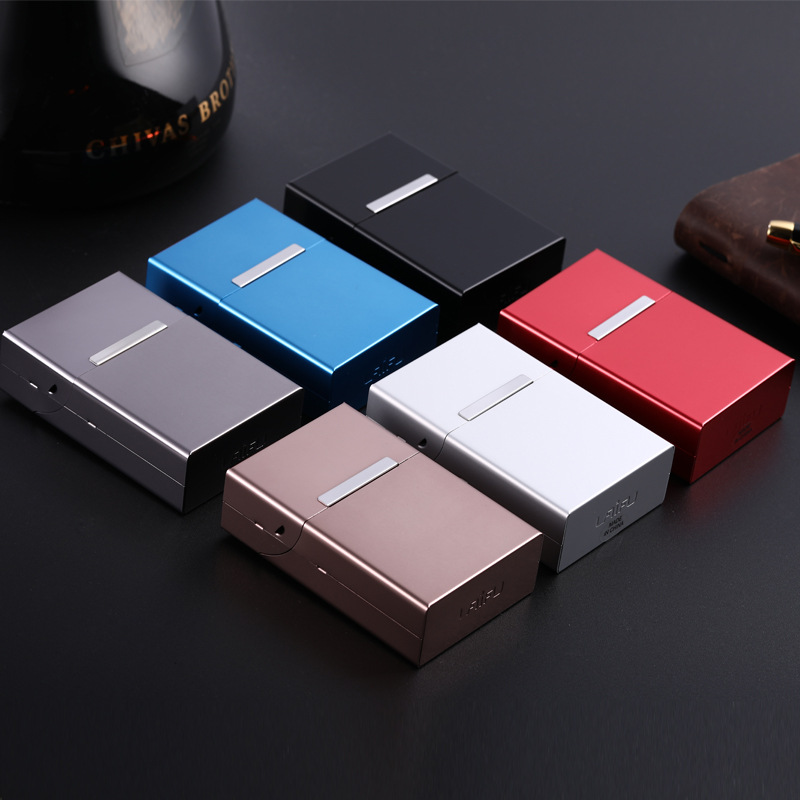 The magnetic flap aluminum cigarette box is pressure-resistant, moisture-proof, portable and can hold a whole pack of cigarettes. It can be placed in a personalized laser 20-cigarette box details Picture