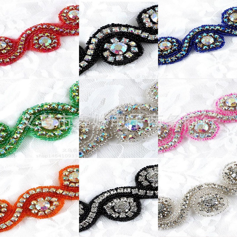 Self-adhesive decal DIY diamond-encrusted fabric, heavy-duty beaded flower, high-end luxurious rhinestone, handcrafted accessories