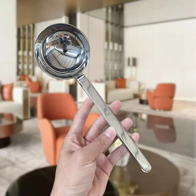 Big Head Soup Spoon 304 Stainless Steel Short Handle Large Round Spoon Drink Soup Porridge Spoon Household Spoon Meal Spoon Rice Noodle Spoon