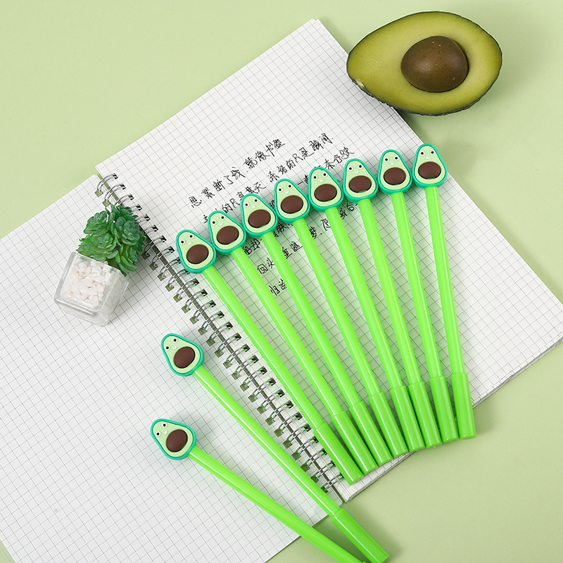 Creative Cartoon Soft Glue Avocado Shape Neutral Pen Student Cute Signature Pen Gift Pen Office Stationery Wholesale