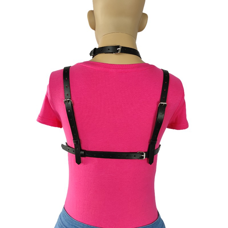 Shaped-up Leather Chest Strap dance team performs the belt Strap bar dj lead dance belt Application Scenario