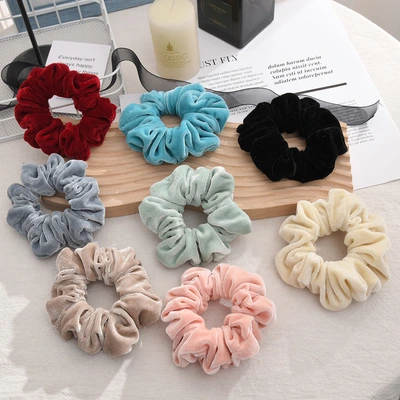 2023 new velvet large intestine Hair band, Korean-style velvet hair tie hair accessory, country-style hair band hair accessory factory direct sales thumbnail