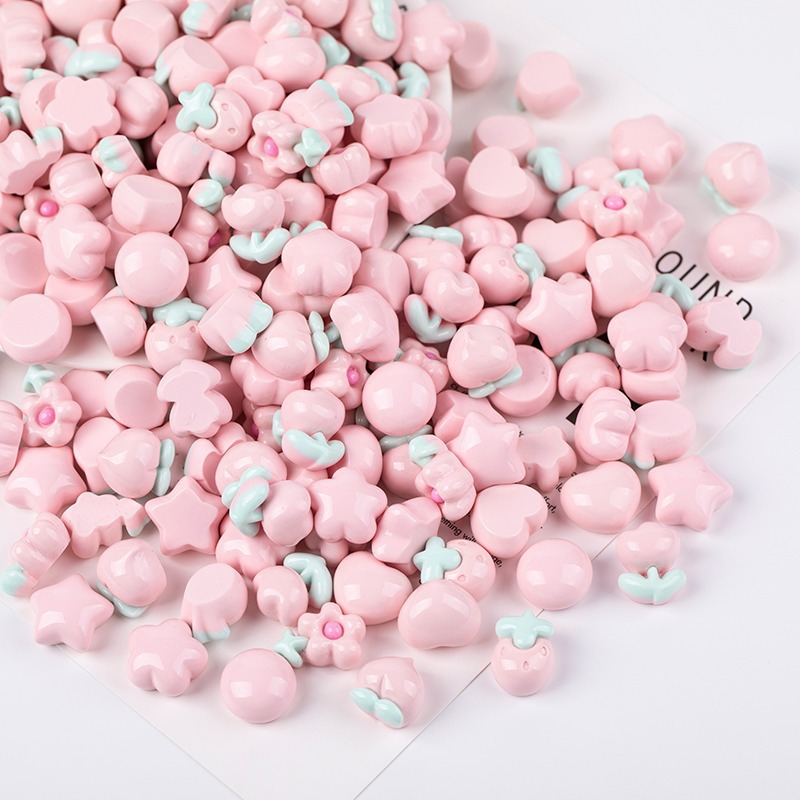 Resin accessories, cartoon pink glossy heart-shaped flowers, diy cream glue phone case, patch hair accessory, Guka material Application Scenario