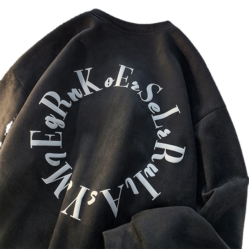 Suede round-neck hoodie men's spring men's jacket 2023 new Spring and Autumn collection from a trendy brand is now available for men Item Picture