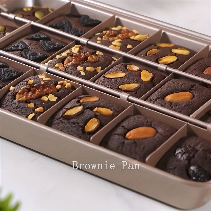 18-compartment Brownie solid base square non-stick bread baking tray cake mold baking tool Brownie Pan in stock pic 12
