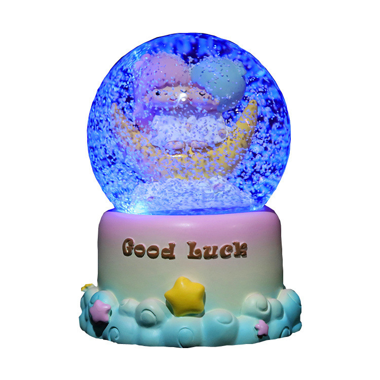 Glowing Snow Swirling Crystal Ball Romantic Couple Garland Music Box Birthday Gift Music Decoration Item Picture