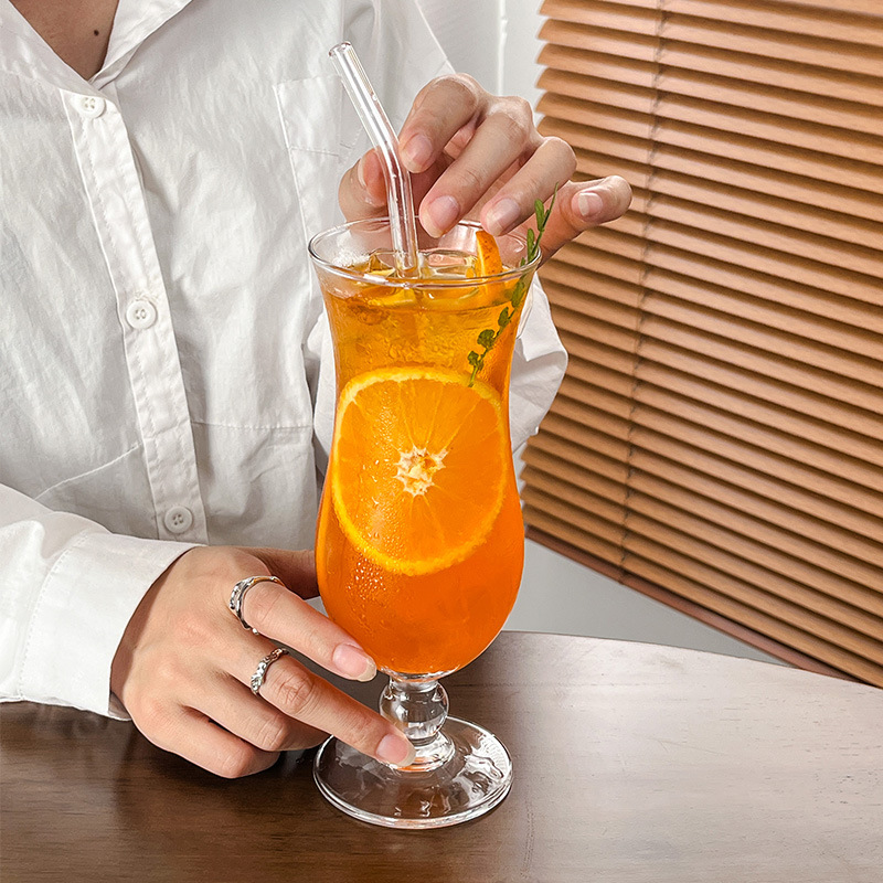 ins high-footed juice cup, glass cup, internet-famous hurricane cup, soda water cup, fruit tea cold drink cup, Mojito cup Specification drawing