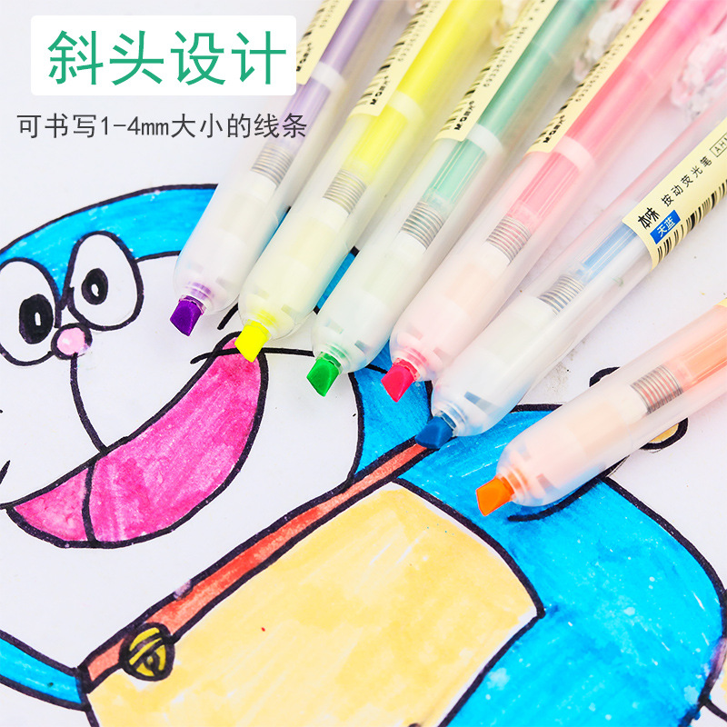 Wholesale of large-capacity color-press highlighters for students, 6-color outline pens for rough marking of key points Specification image