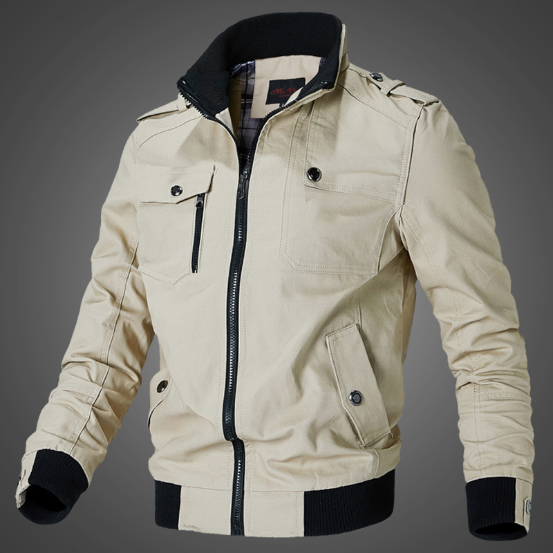 wish2021 New men's jacket, Korean-style casual men's youth stand-up collar spring and autumn cotton jacket, trendy
