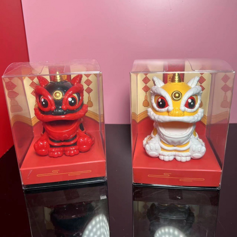 太阳能醒狮中国风吉祥舞狮国潮狮子家居汽车摆件可爱年会礼品跨境产品图