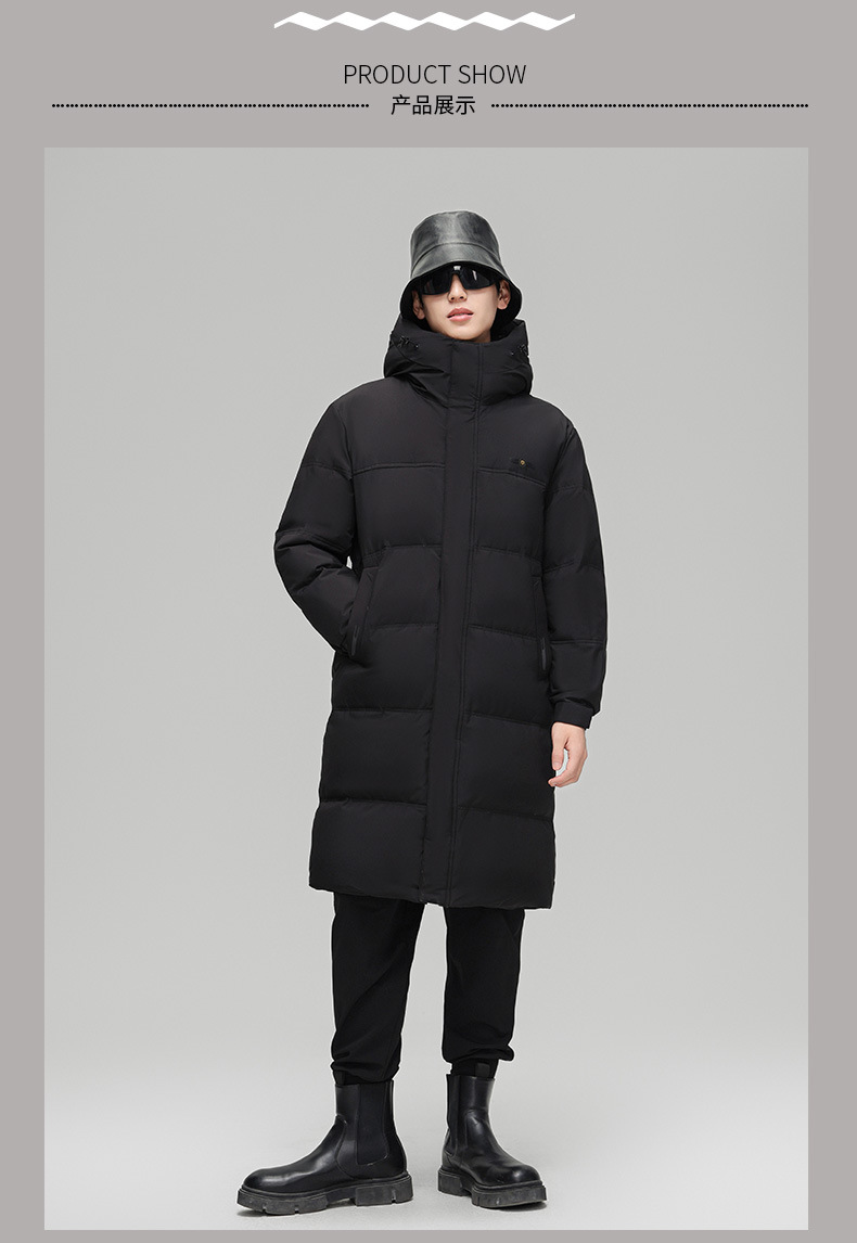 2024 Long down jacket for men, middle-aged and young people, winter white goose down knee-length goose down jacket, cold protection and extreme cold pic 13