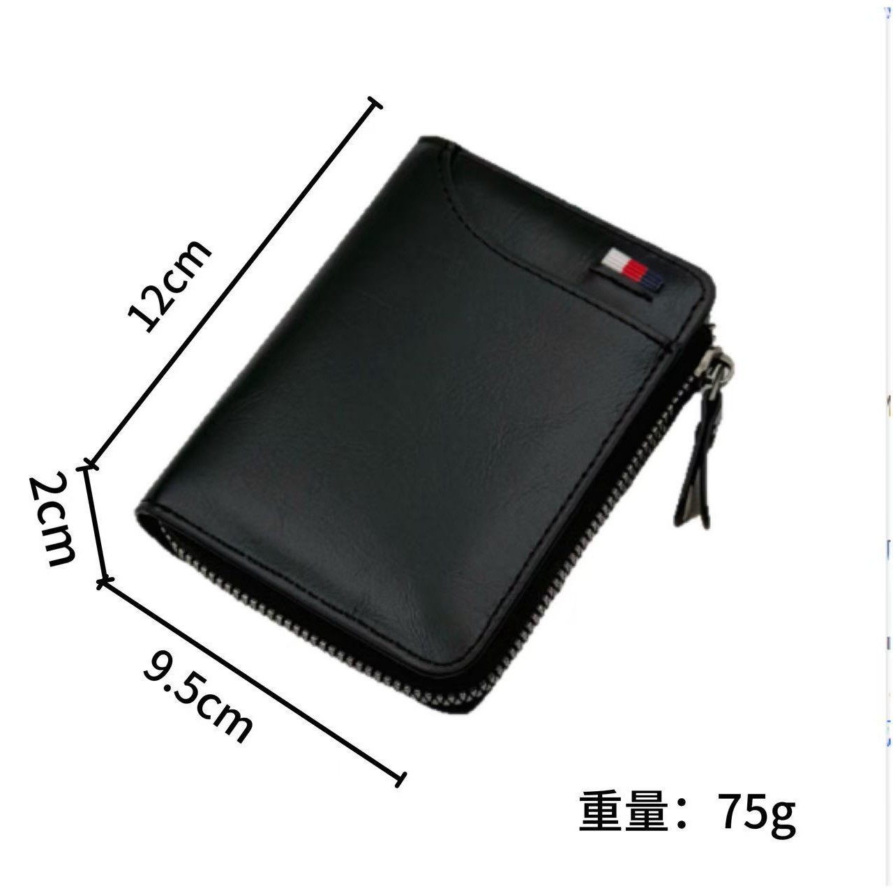 Men's wallets, popular foreign trade men's wallets, fashionable and multi-functional men's wallets, in stock bank card storage bags, vertical zipper wallets details Picture