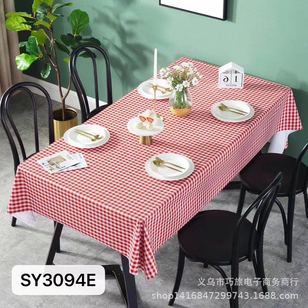 Ins Nordic Wind Tablecloth Pvc Waterproof Oil Wash Free Lattice Rectangular Tablecloth Manufacturers Direct Spot Wholesale details Picture